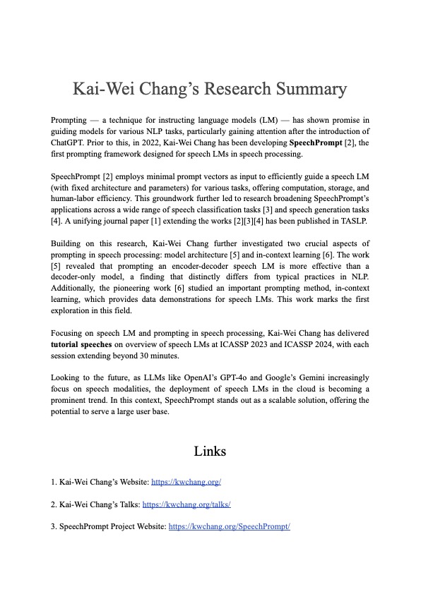 Kai-Wei Chang's Research Summary